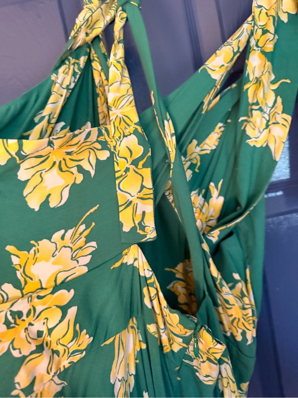 Trashy Diva Green Maxi Dress with Yellow Floral Print *Helena?* sz12 - Picture 5 of 6